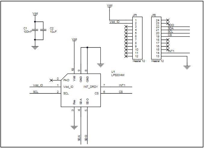 Schematic - STMicroelectronics STEVAL-MKI183V1 Adapter Board